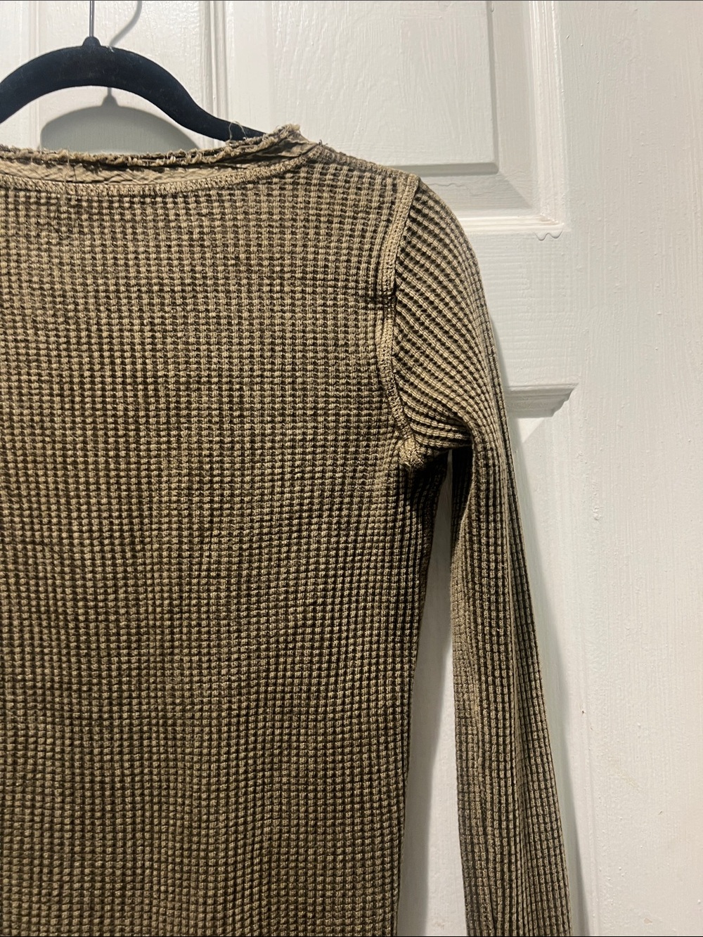 Free People Olive Ribbed Henley Long Sleeve Top - Picture 8 of 9